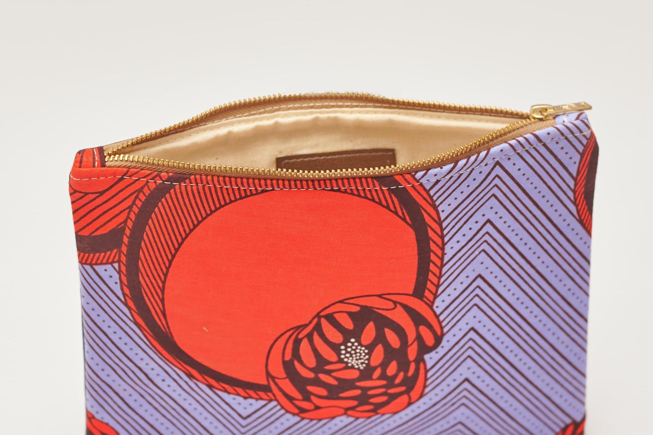 Purple and red hand-dyed Geometric print Zipper Clutch bag by GEOMETRIC.
