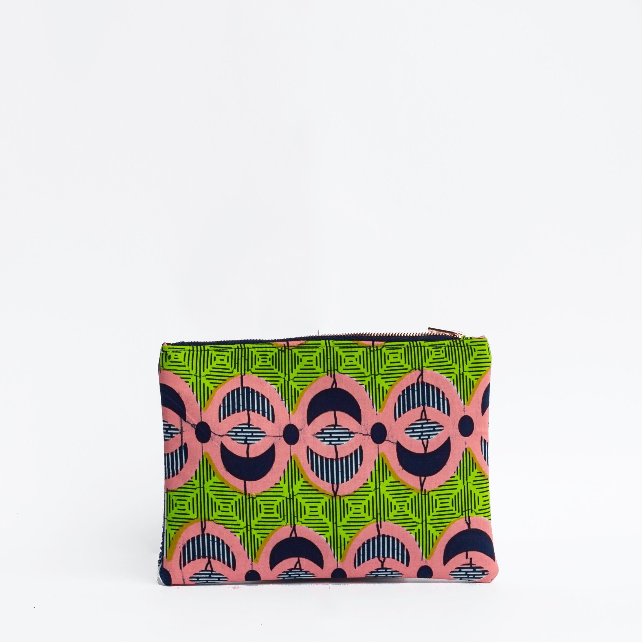 Bold green, pink and navy Zipper Clutch bag by GEOMETRIC.