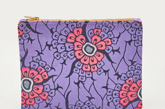 Purple and pink floral batik Zipper Clutch by GEOMETRIC.