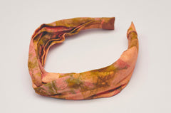 Orange hand-dyed batik Birds of Paradise print headband by GEOMETRIC.