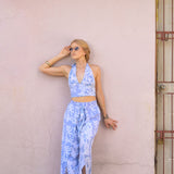 Coral Wrap Pants - Ocean Blue