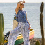 Coral Wrap Pants - Ocean Blue