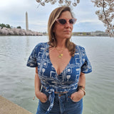 Short Sleeve Wrap Top - Coco Blue