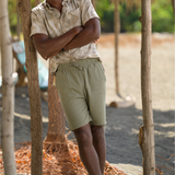 Men's Linen Shorts - Olive Green