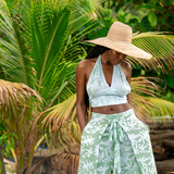 Halter Top - Coral Print in Sea Glass