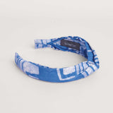 Blue hand-dyed batik Coco print headband by GEOMETRIC. 