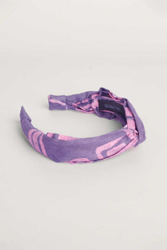 Pink and purple hand-dyed Coco batik print headband by GEOMETRIC. 