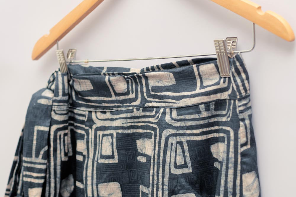 Charcoal hand-dyed Coco batik print Wrap Skirt by GEOMETRIC. 