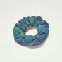 Blue hand-dyed batik Brushstrokes print scrunchie by GEOMETRIC. 