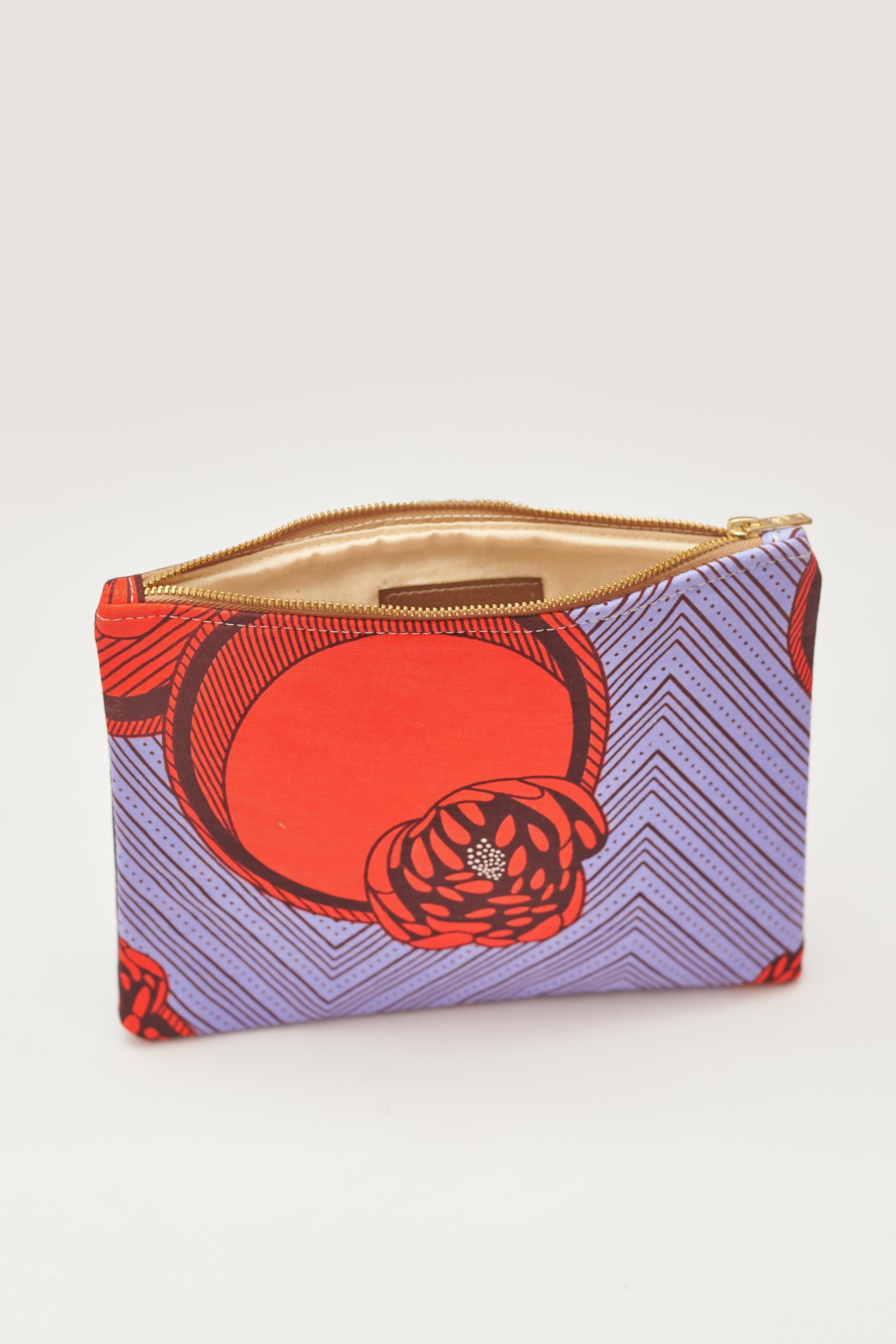 Purple and red hand-dyed Geometric print Zipper Clutch bag by GEOMETRIC. 