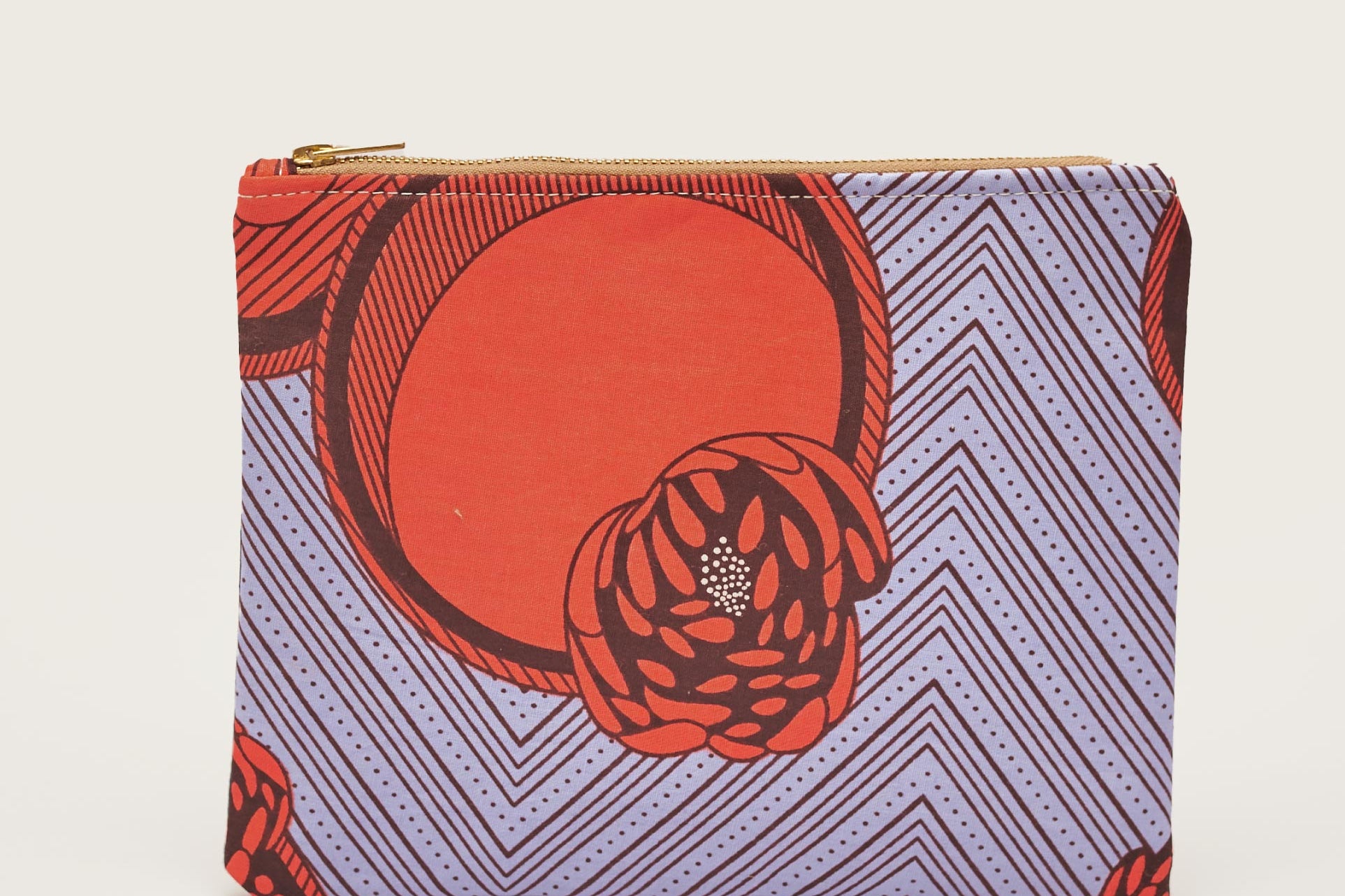 Purple and red hand-dyed Geometric print Zipper Clutch bag by GEOMETRIC. 