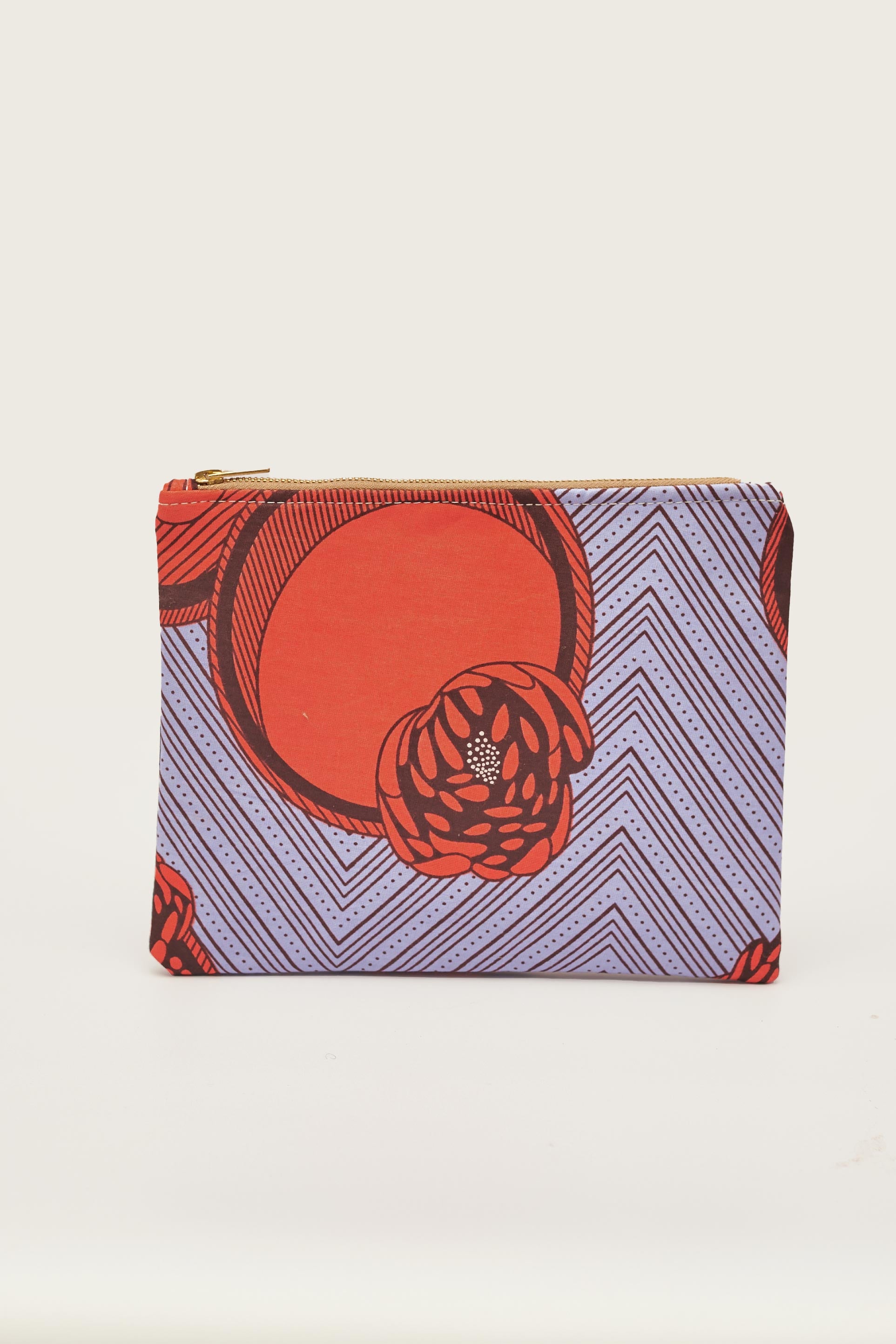 Purple and red hand-dyed Geometric print Zipper Clutch bag by GEOMETRIC. 