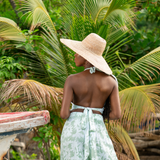 Halter Top - Coral Print in Sea Glass