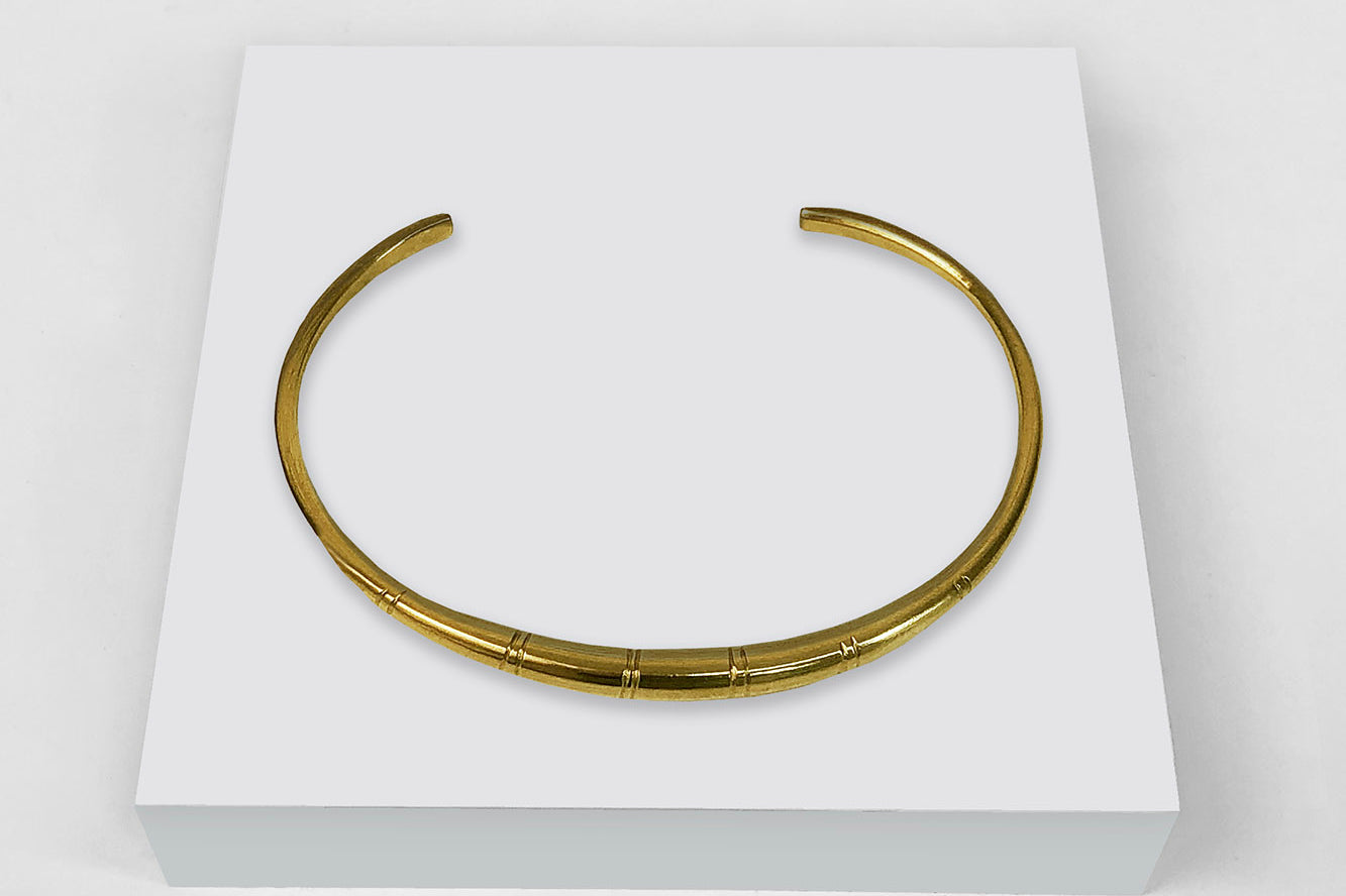Brass adjustable Etched Bangle by GEOMETRIC. 
