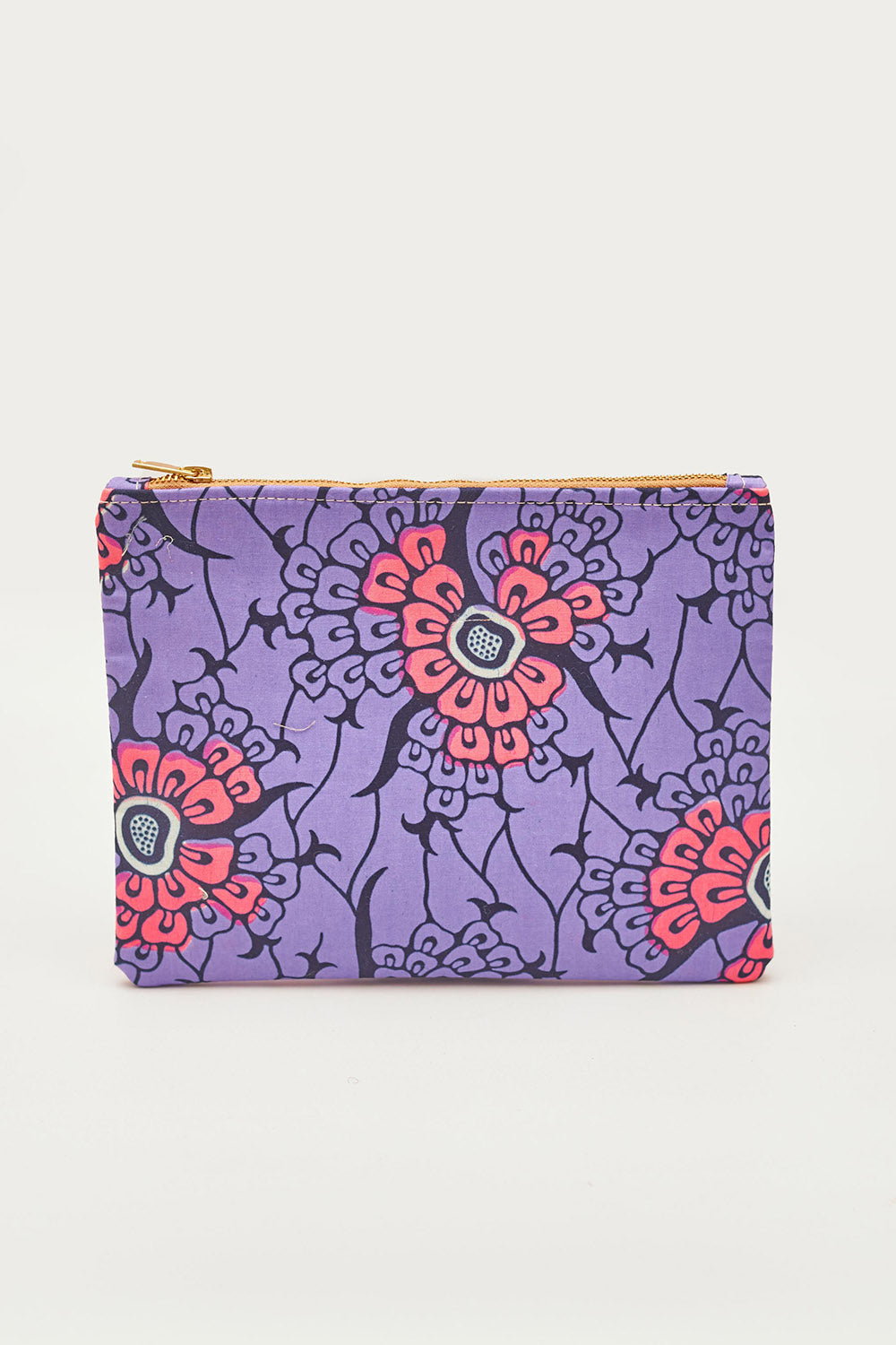 Purple and pink floral batik Zipper Clutch by GEOMETRIC. 