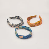 Set of 3 hand-dyed batik print headbands by GEOMETRIC. 