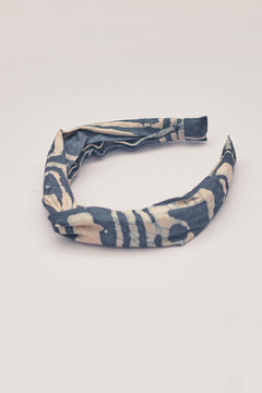 Charcoal hand-dyed batik Coco print headband by GEOMETRIC. 