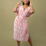 Wrap Dress - Techno in Coral