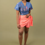 Short Sleeve Wrap Top - Brushstrokes